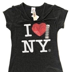 NWT I Love NY Shirt Size Small Black Short Sleeve